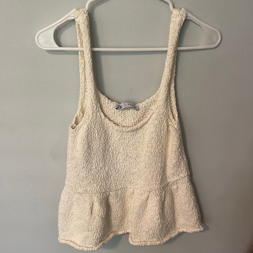 Zara Knit Off White Tank - M